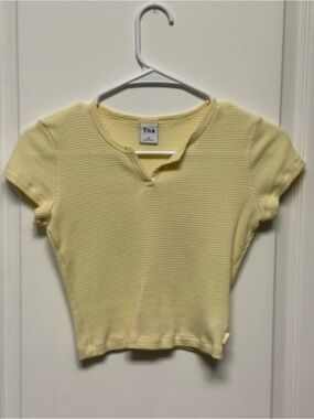 4 for $30 | TNA Pale Yellow Ribbed Cropped Tee